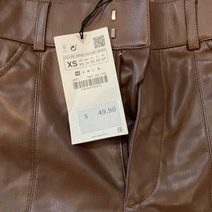 Pleather brown Zara flares
